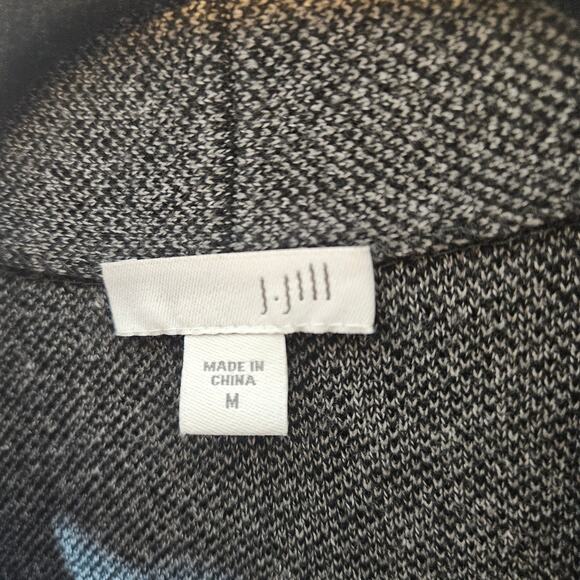J Jill black Grey Long Cardigan 2 button Duster knit sweater sz M - Picture 4 of 5
